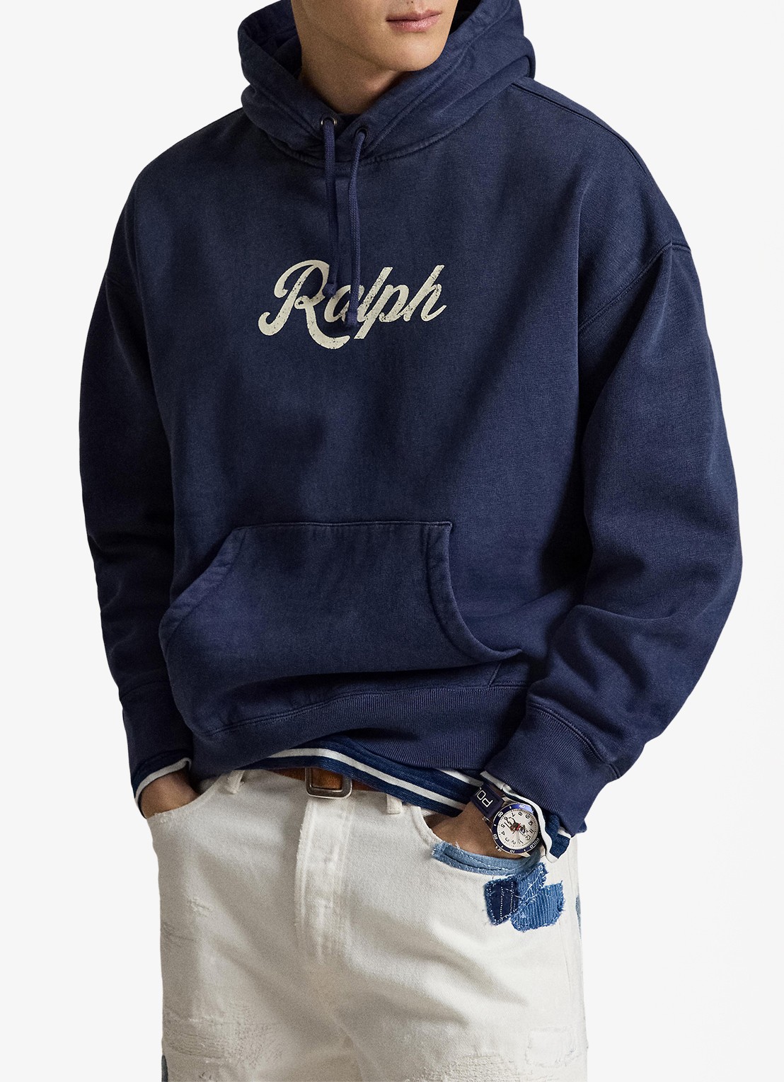 Ralph Lauren Hoodie met logoprint - detail 4 dark cobalt/ white / blauw