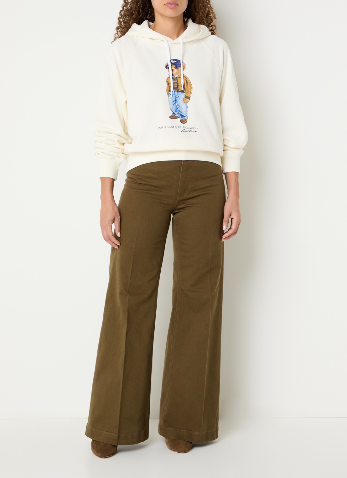 Ralph Lauren Hoodie met print - voorkant 2 gebroken wit