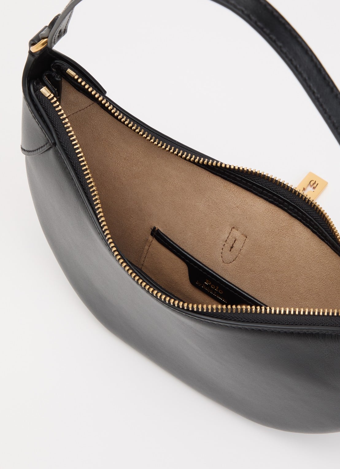 Ralph Lauren ID schoudertas mini van kalfsleer - detail 2 zwart