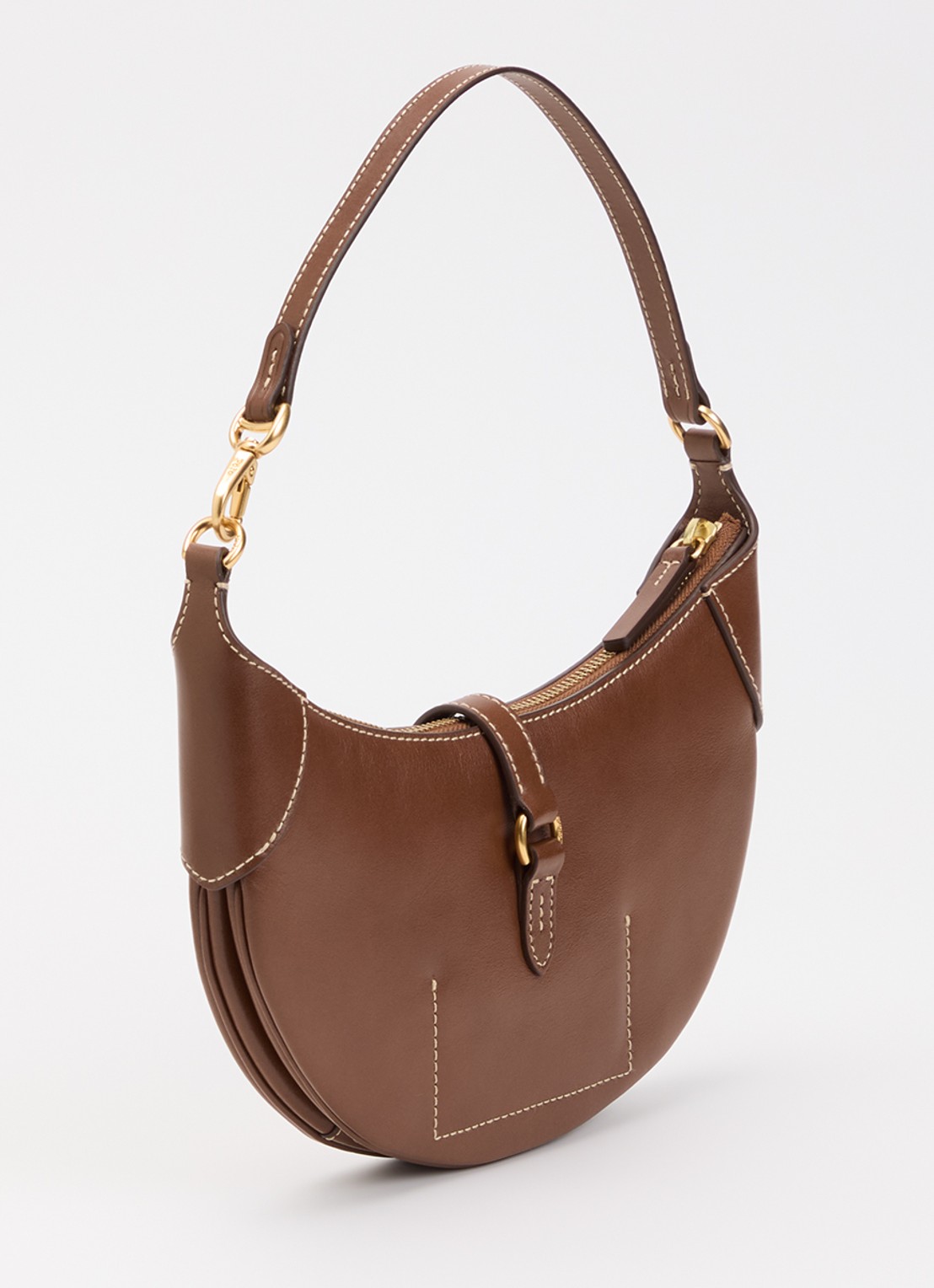 Ralph Lauren ID schoudertas mini van kalfsleer - achterkant 5 cognac
