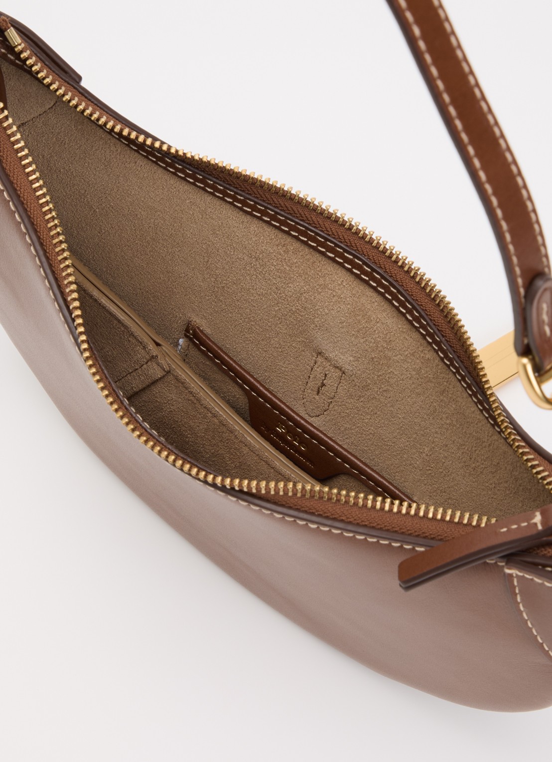 Ralph Lauren ID schoudertas mini van kalfsleer - detail 2 cognac