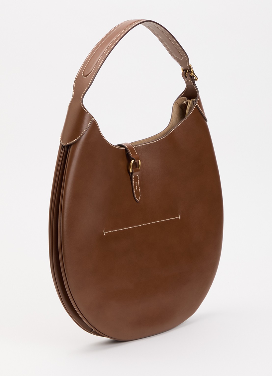 Ralph Lauren ID schoudertas van kalfsleer - achterkant cognac