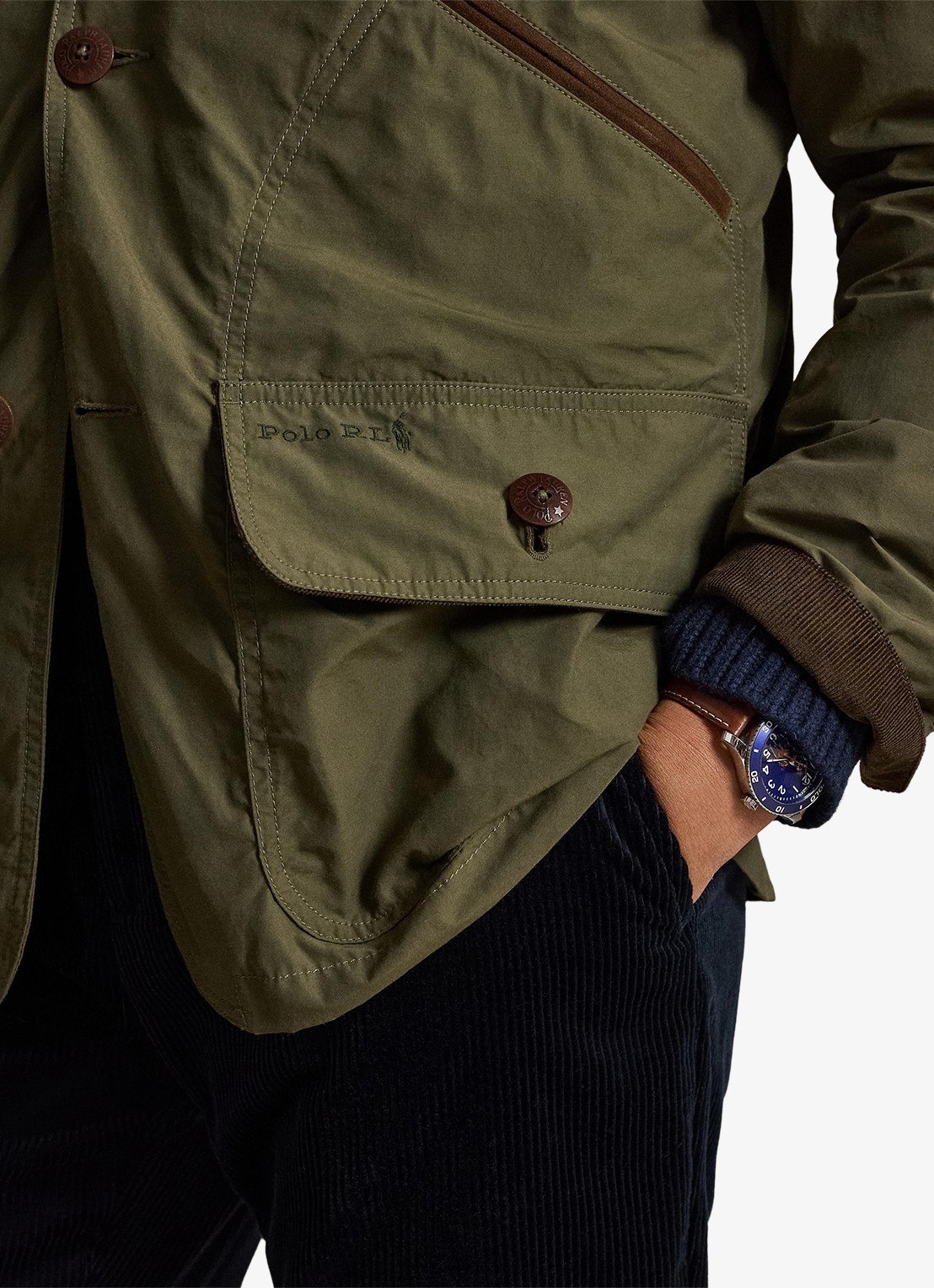 Ralph Lauren Jack met details van corduroy en opgestikte zakken - detail 5 canopy olive / olijfgroen