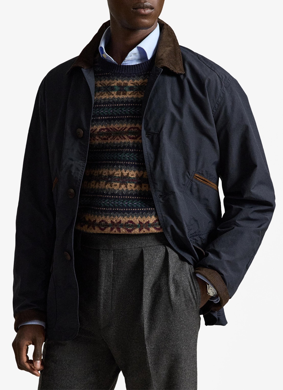Ralph Lauren Jack met details van corduroy en opgestikte zakken - voorkant 2 collection navy / blauw