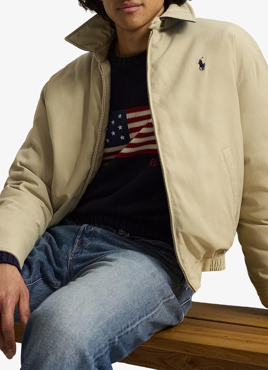 Ralph Lauren Jack met donsvulling en steekzakken - voorkant 4 khaki uniform / khaki