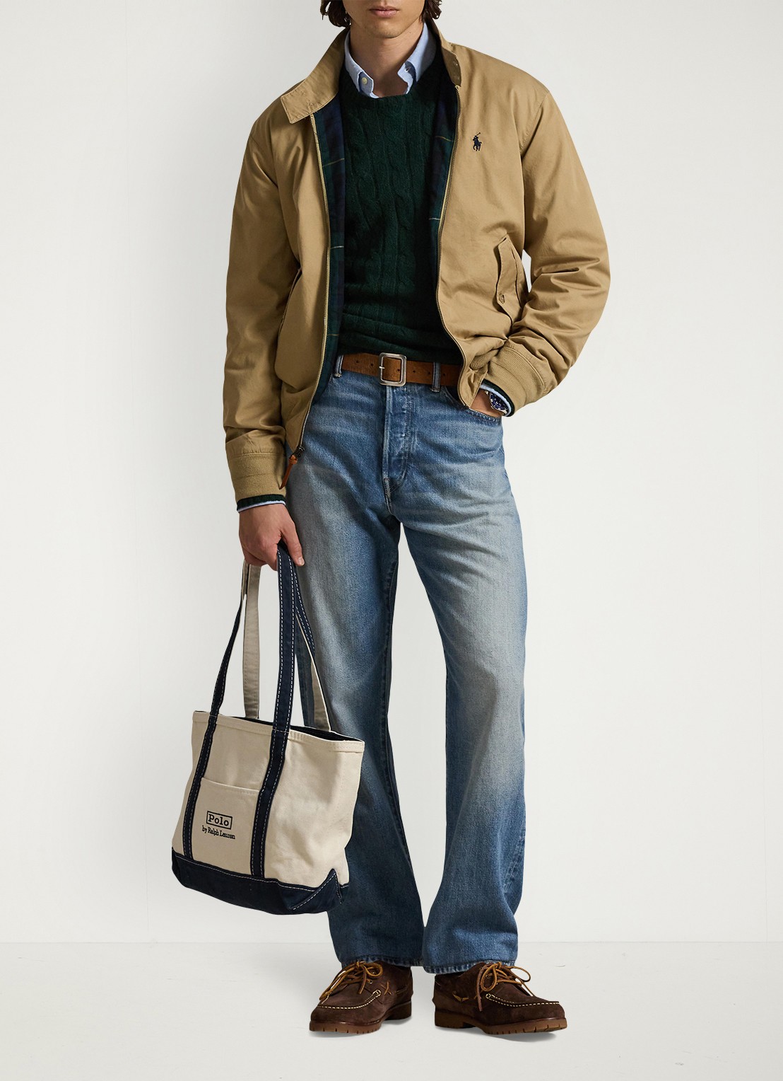 Ralph Lauren Jack met klepzakken en logoborduring - voorkant 3 cafe tan / beige