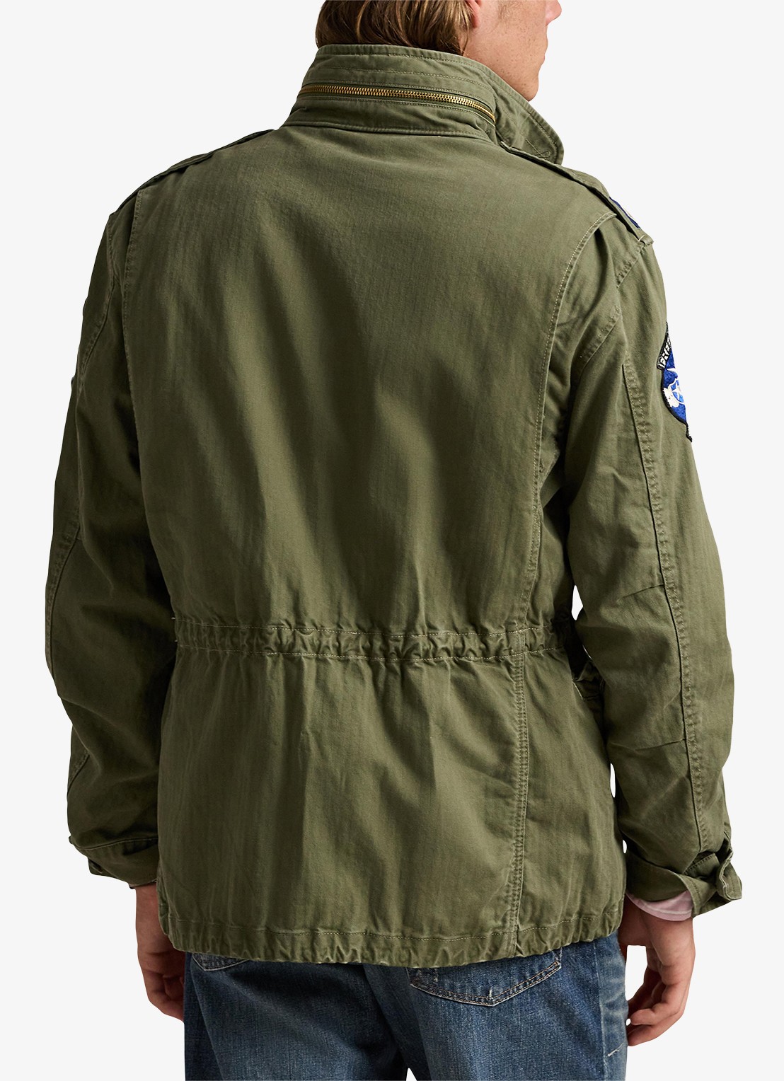 Ralph Lauren Jack met opbergbare capuchon en klepzakken - achterkant 5 olive mountain w/ patches / groen