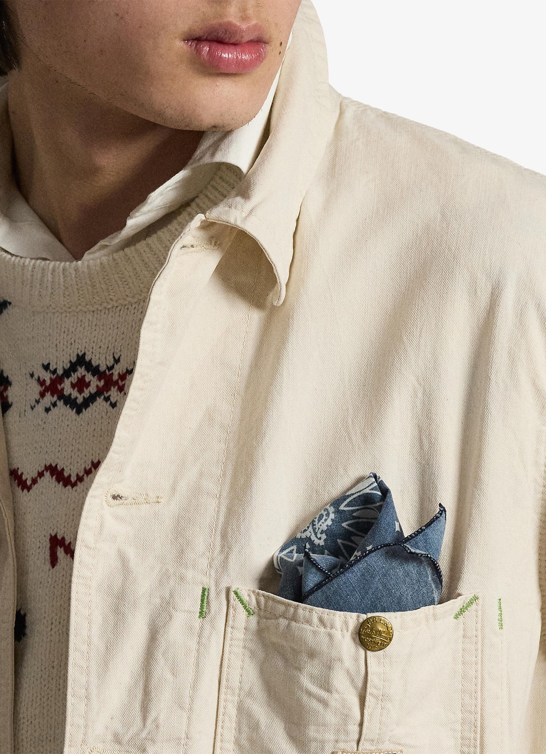 Ralph Lauren Jack met opgestikte zakken - detail 3 barlows v2 / gebroken wit
