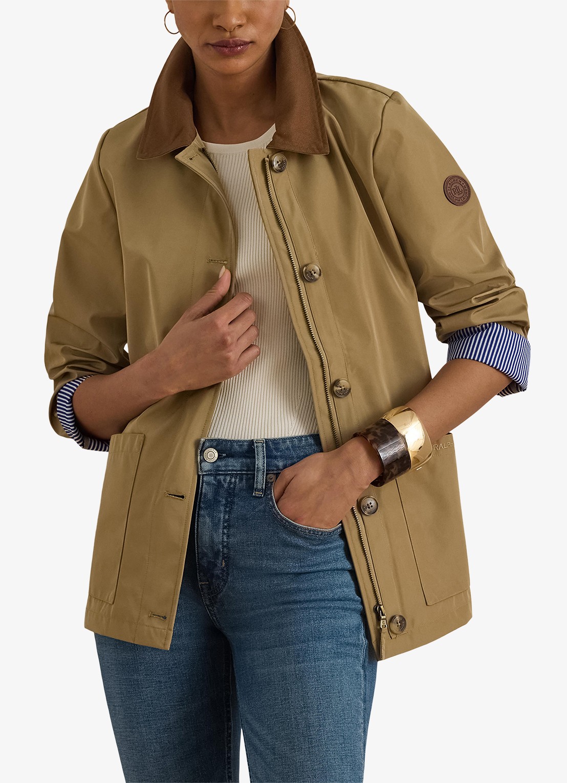 Ralph Lauren Jack met opstikzakken en waterafstotende coating - detail birch tan / beige