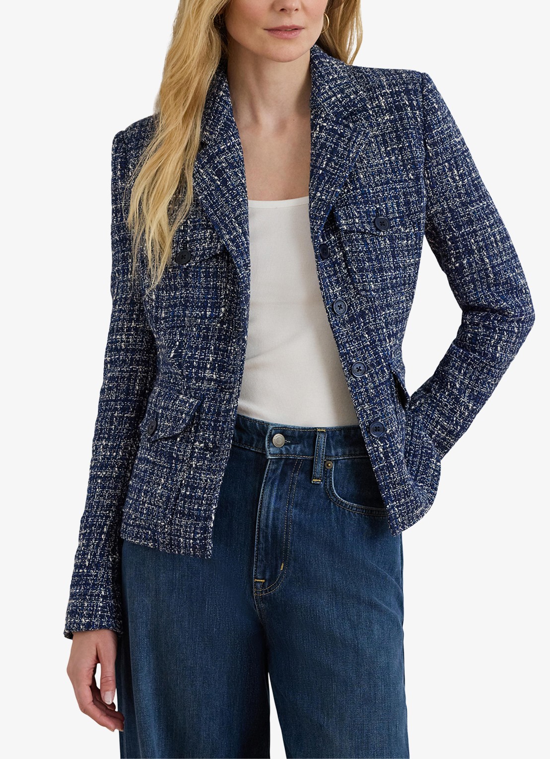 Ralph Lauren Jack van bouclé met opgestikte zakken - detail 4 navy blue multi / blauw