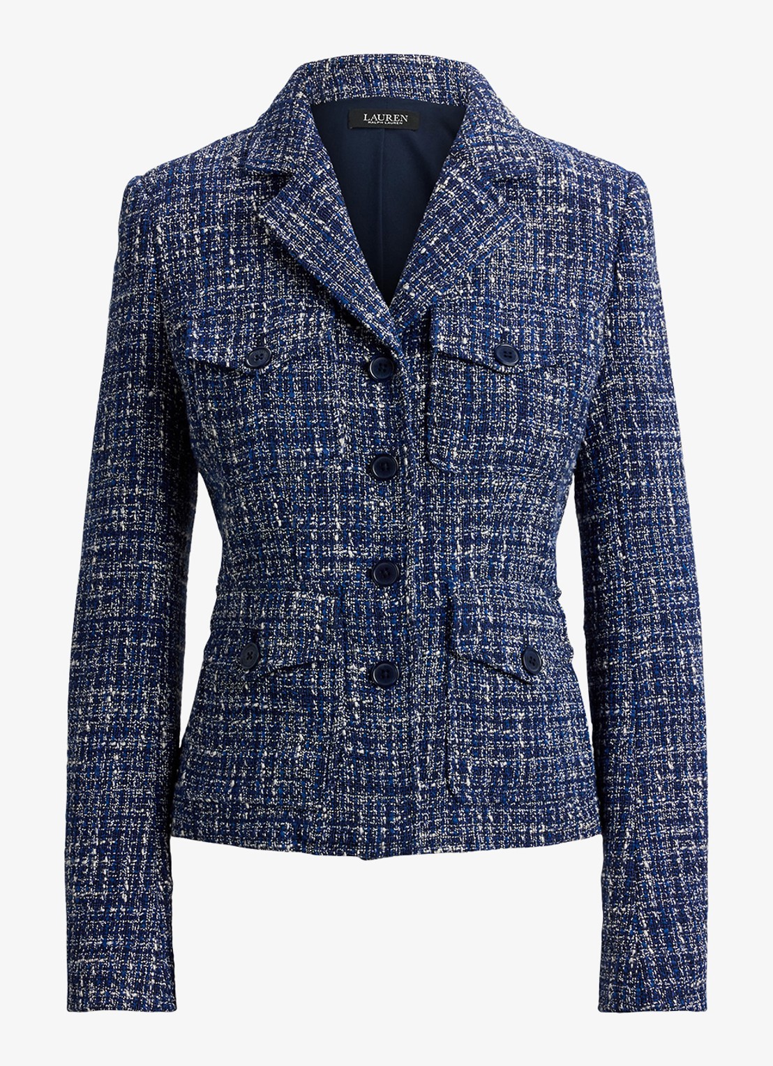 Ralph Lauren Jack van bouclé met opgestikte zakken - voorkant 2 navy blue multi / blauw