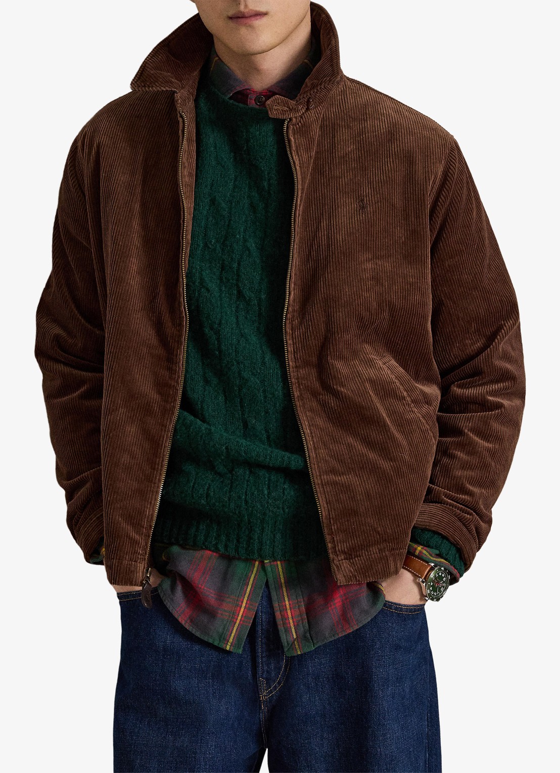 Ralph Lauren Jack van corduroy met logoborduring - voorkant 5 pale russet / bruin