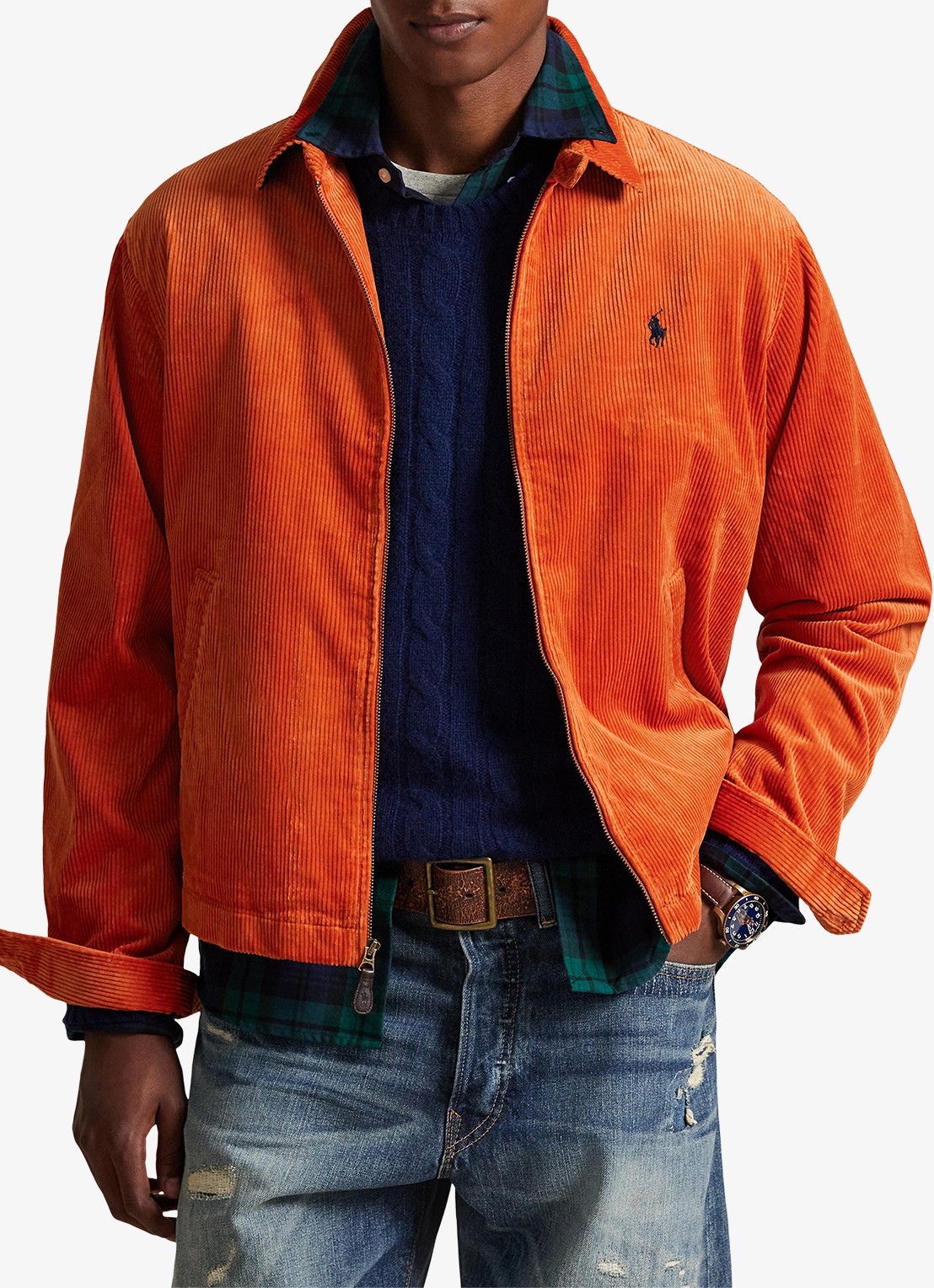 Ralph Lauren Jack van corduroy met logoborduring - detail 3 charles orange / oranje