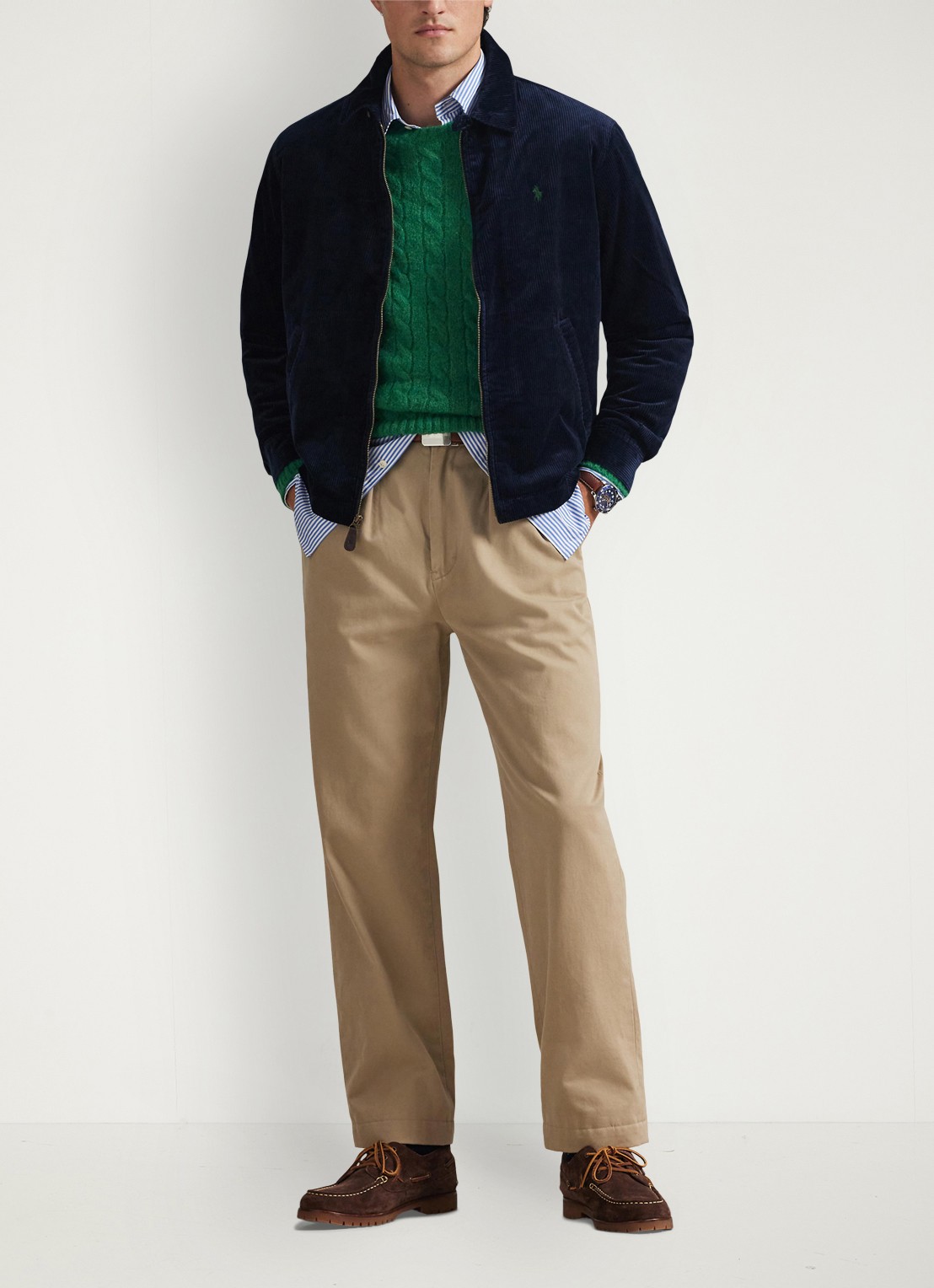 Ralph Lauren Jack van corduroy met logoborduring - voorkant 2 hunter navy / donkerblauw