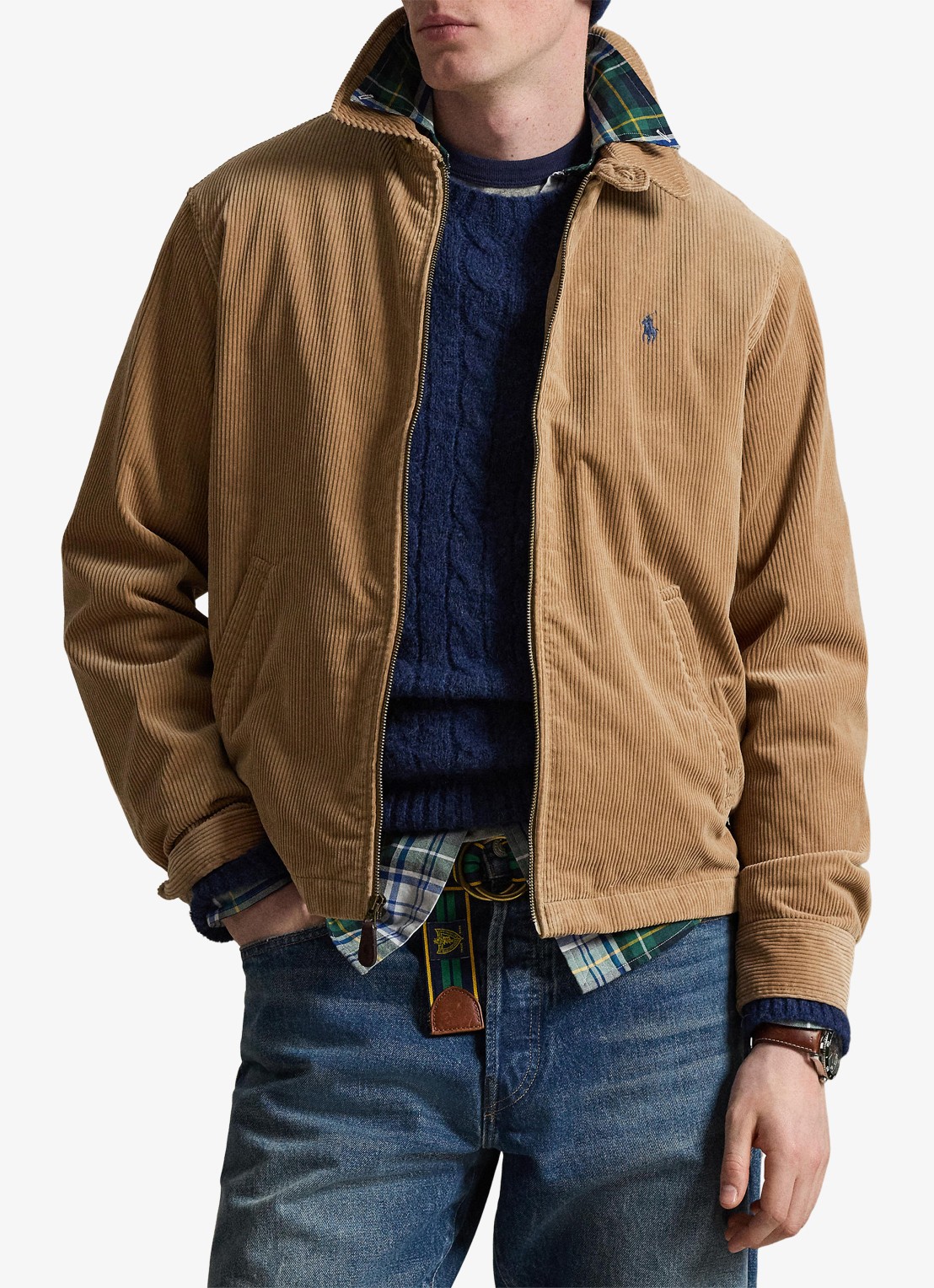 Ralph Lauren Jack van corduroy met logoborduring - voorkant 5 vintage khaki / khaki