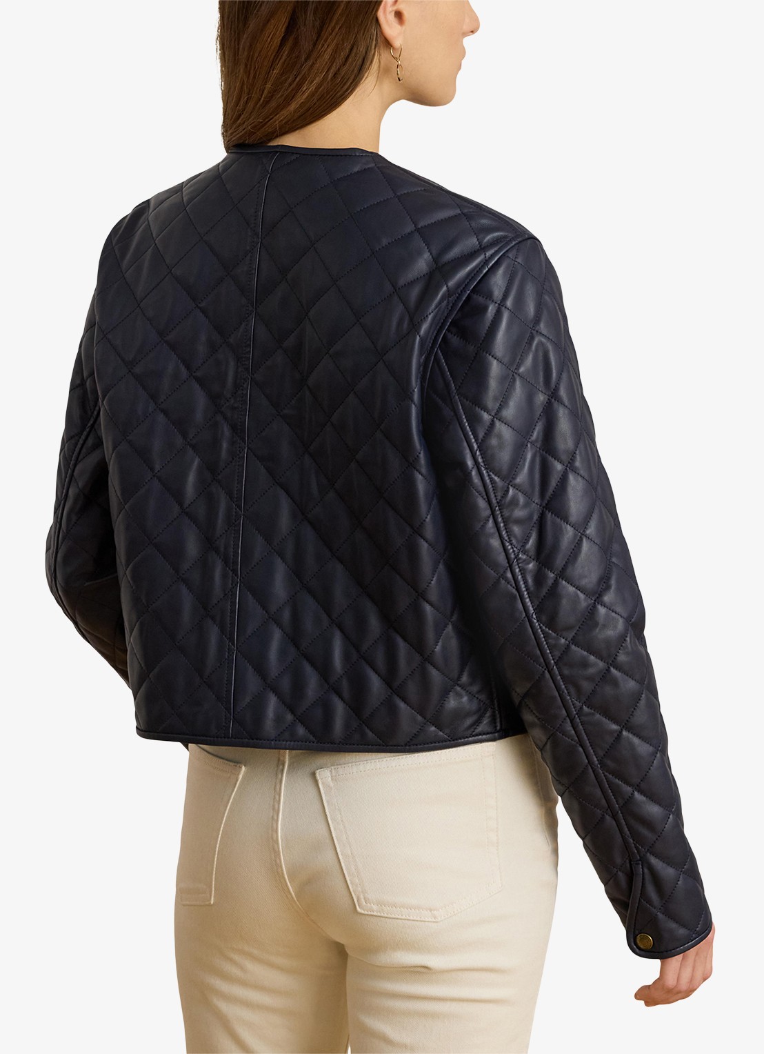 Ralph Lauren Jack van lamsleer met quilt patroon - achterkant donkerblauw