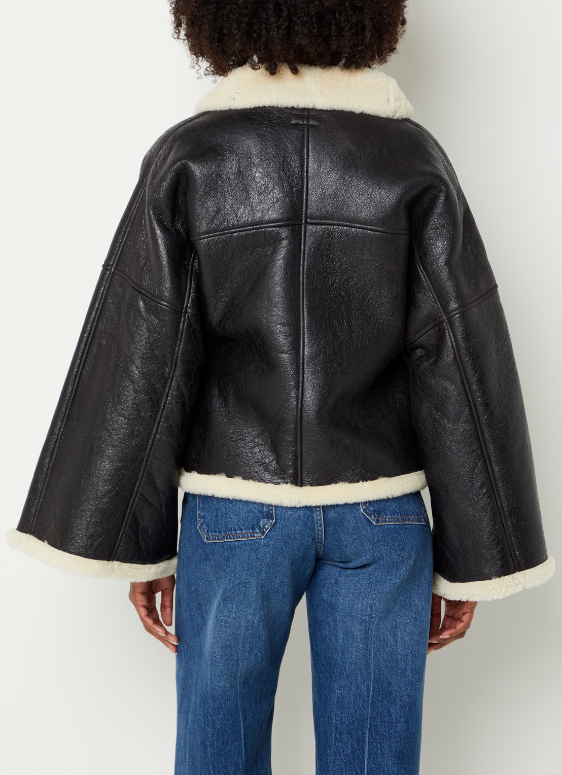 Ralph Lauren Jack van leer met details van wol - achterkant 3 zwart