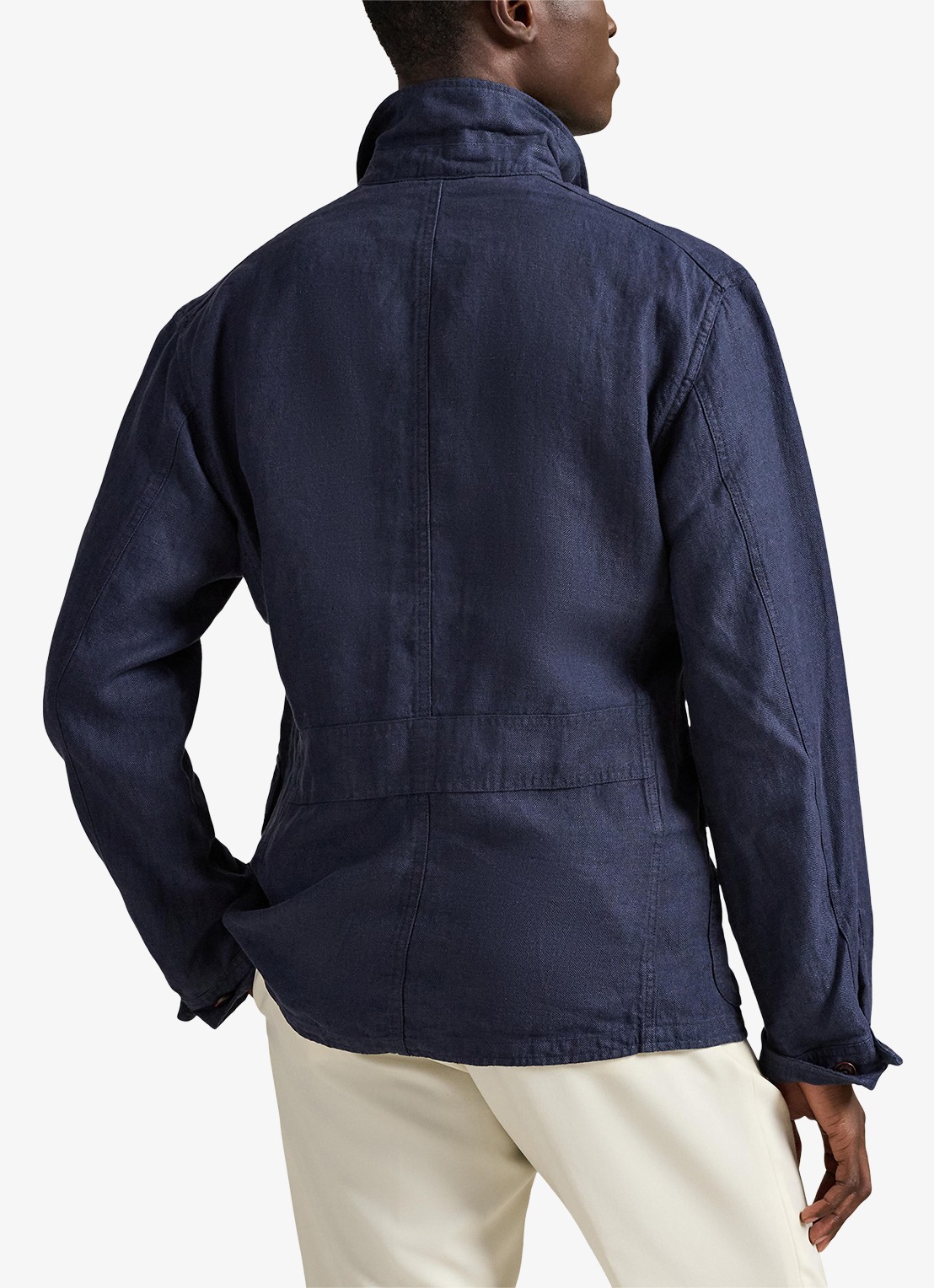 Ralph Lauren Jack van linnen met klepzakken en visgraatdessin - achterkant 4 collection navy / donkerblauw