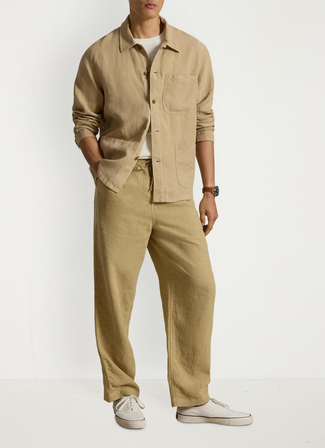 Ralph Lauren Jack van linnen met opgestikte zakken - detail 2 coastal beige / beige