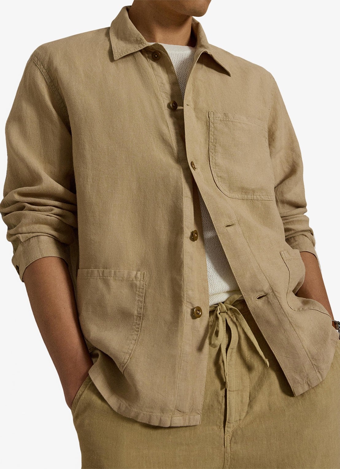 Ralph Lauren Jack van linnen met opgestikte zakken - detail 3 coastal beige / beige