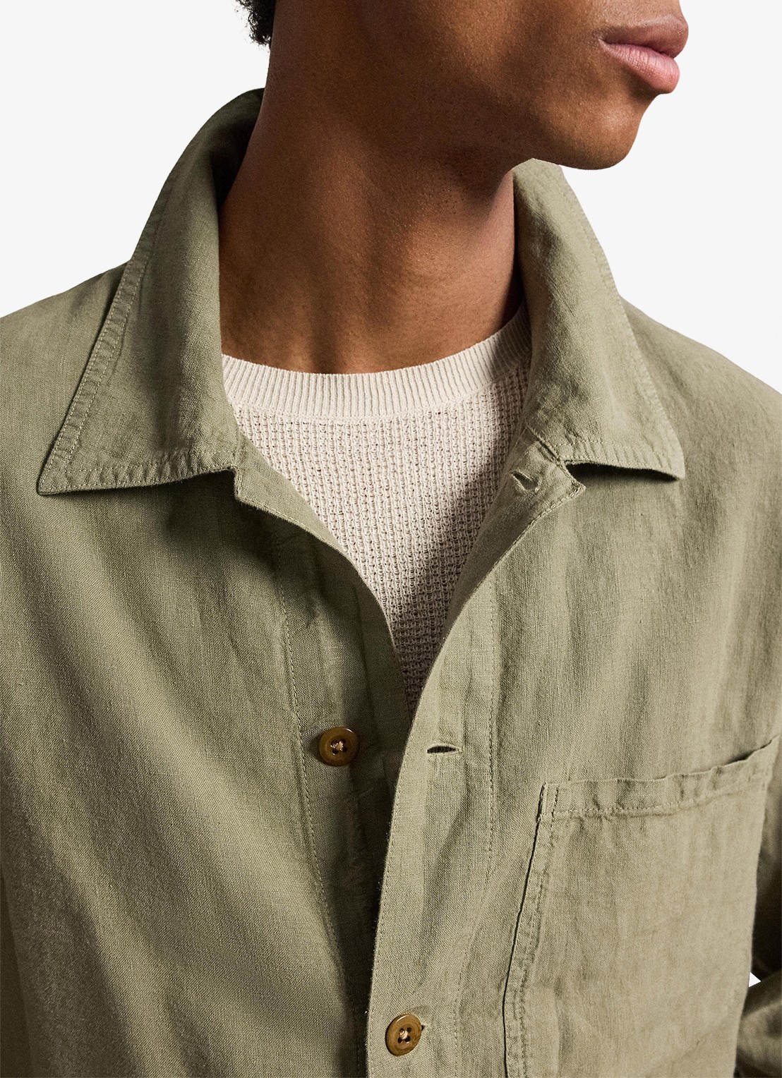 Ralph Lauren Jack van linnen met opgestikte zakken - detail 4 sage green / groen