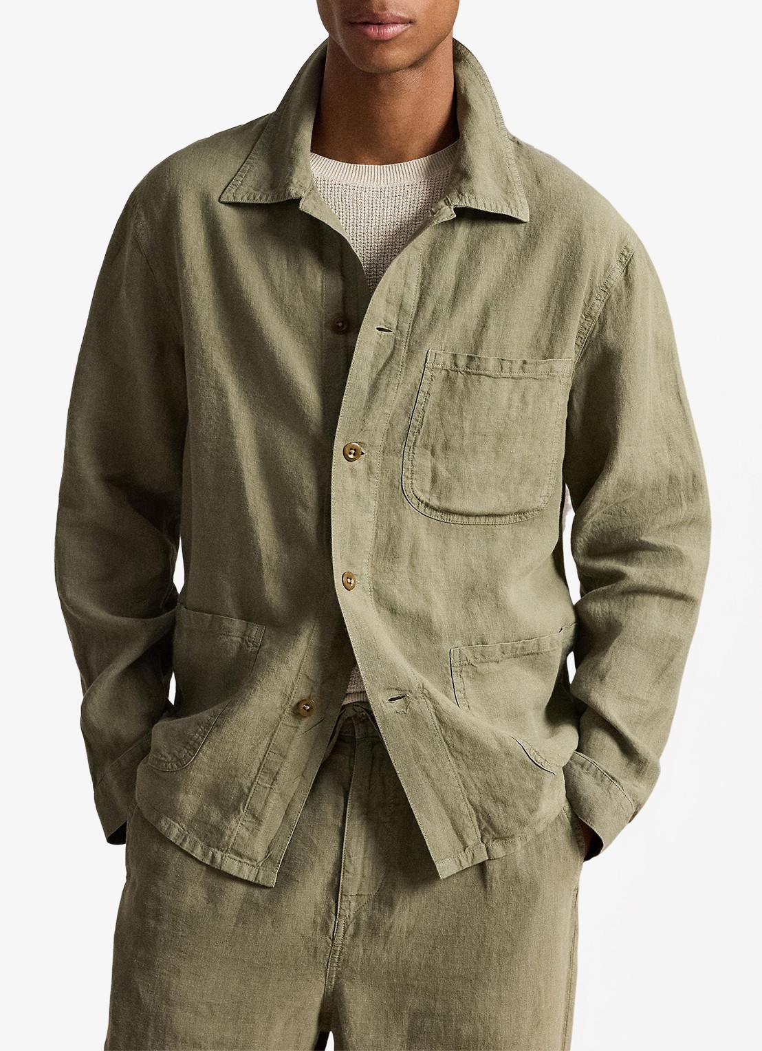 Ralph Lauren Jack van linnen met opgestikte zakken - voorkant 2 sage green / groen