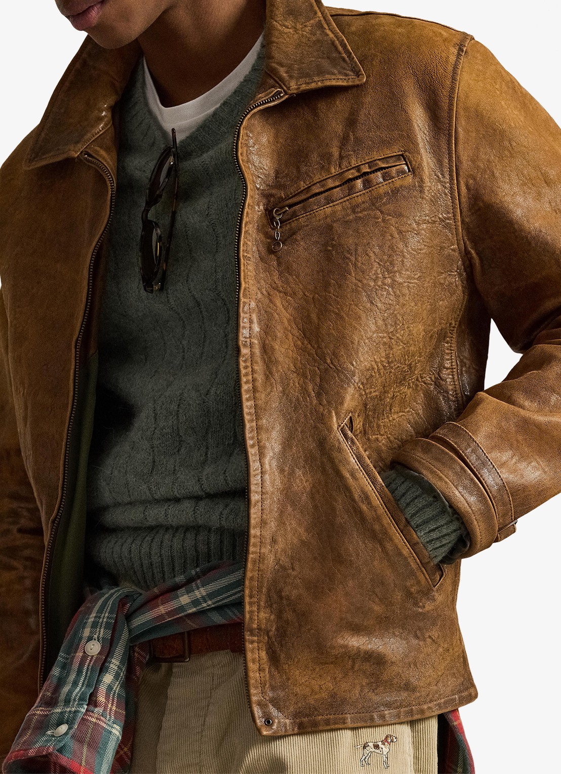 Ralph Lauren Jack van schapenleer met ritszakken - detail 2 soft brown x / bruin