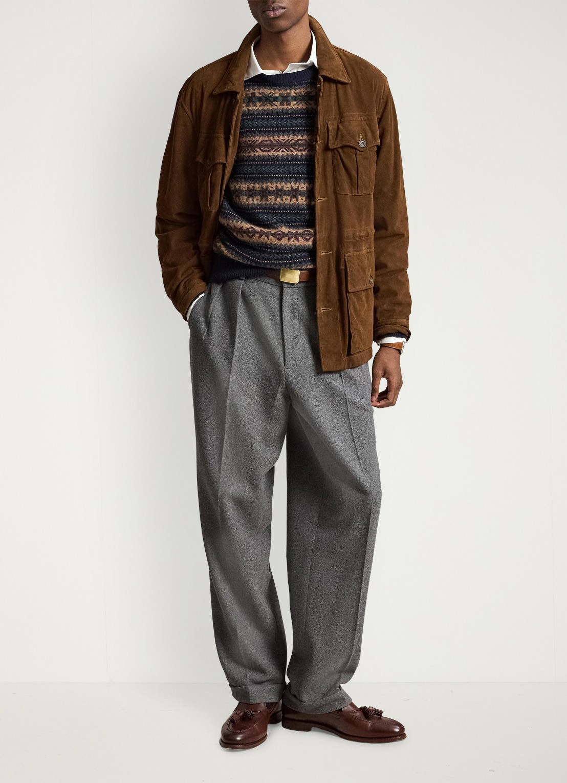 Ralph Lauren Jack van suède met opgestikte zakken - detail 3 smith brown-2njz / bruin