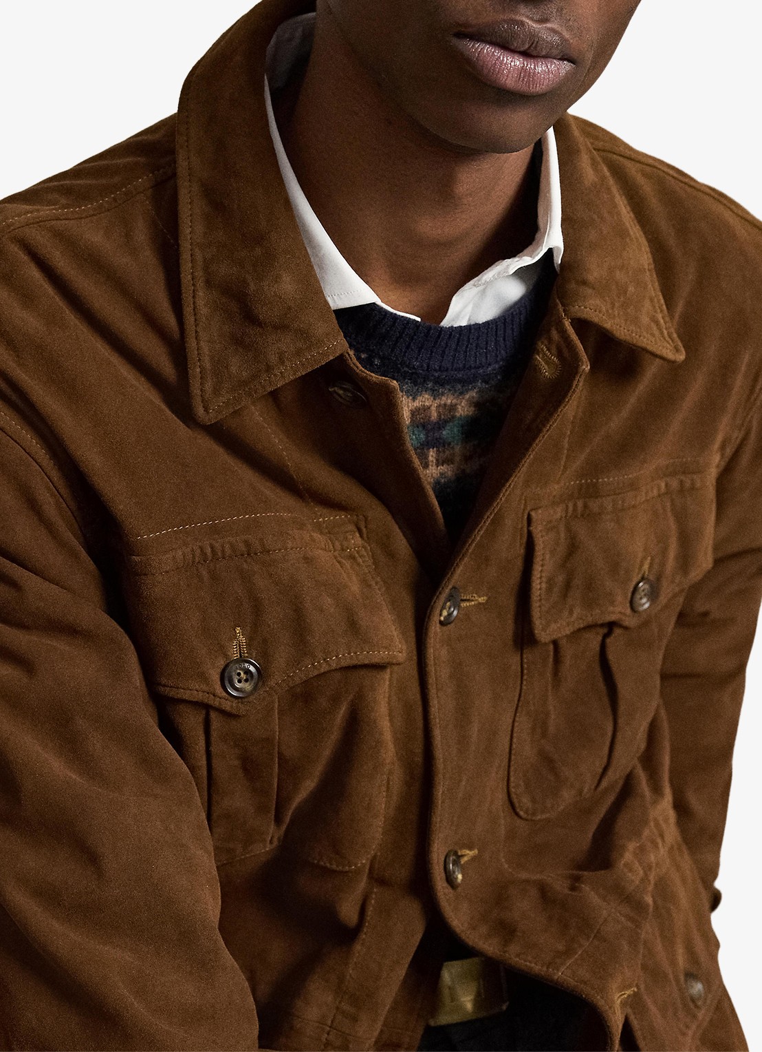Ralph Lauren Jack van suède met opgestikte zakken - detail 4 smith brown-2njz / bruin