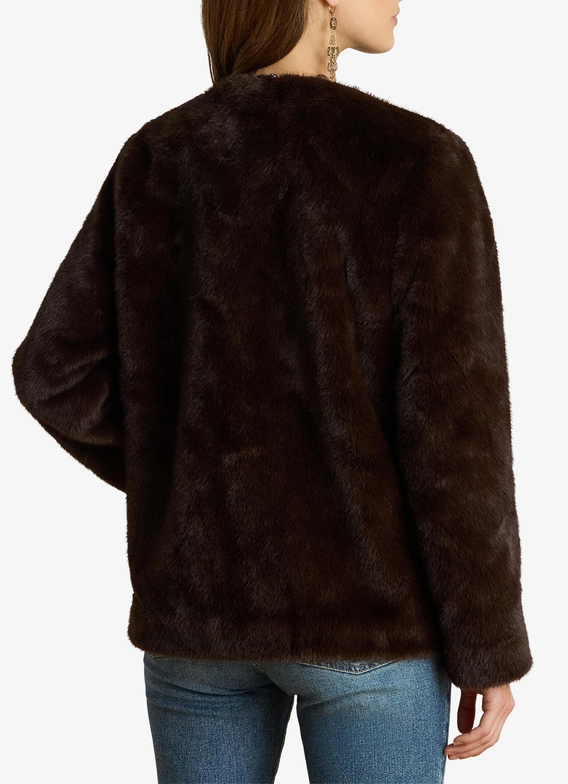 Ralph Lauren Jas van imitatiebont - achterkant 3 circuit brown / bruin