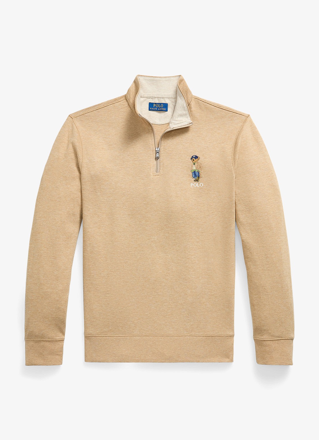 Ralph Lauren Jersey double-knit trui met Polo Bear - voorkant 4 camel
