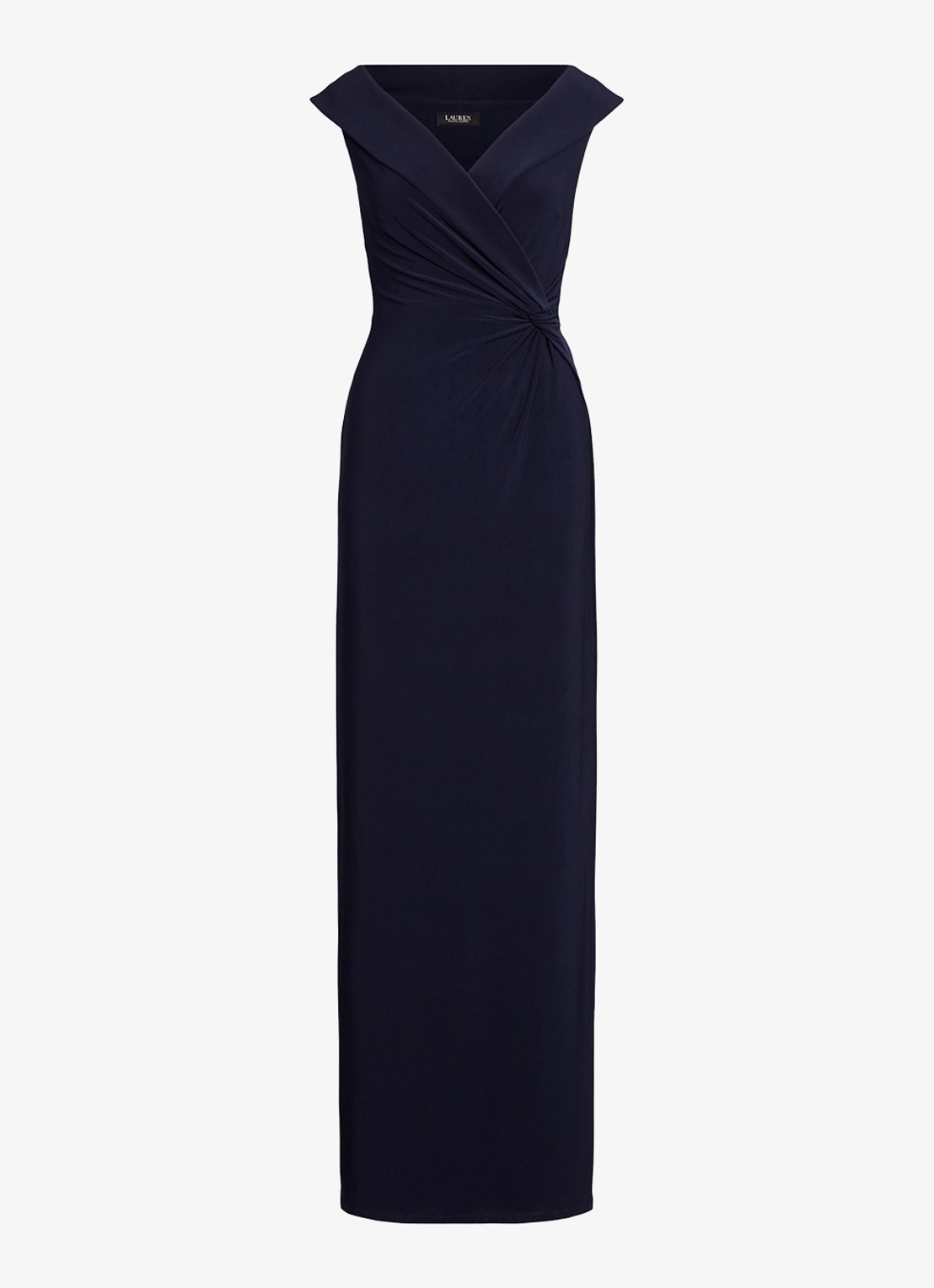 Ralph Lauren Jersey off-shoulder jurk - voorkant 3 lighthouse navy / donkerblauw