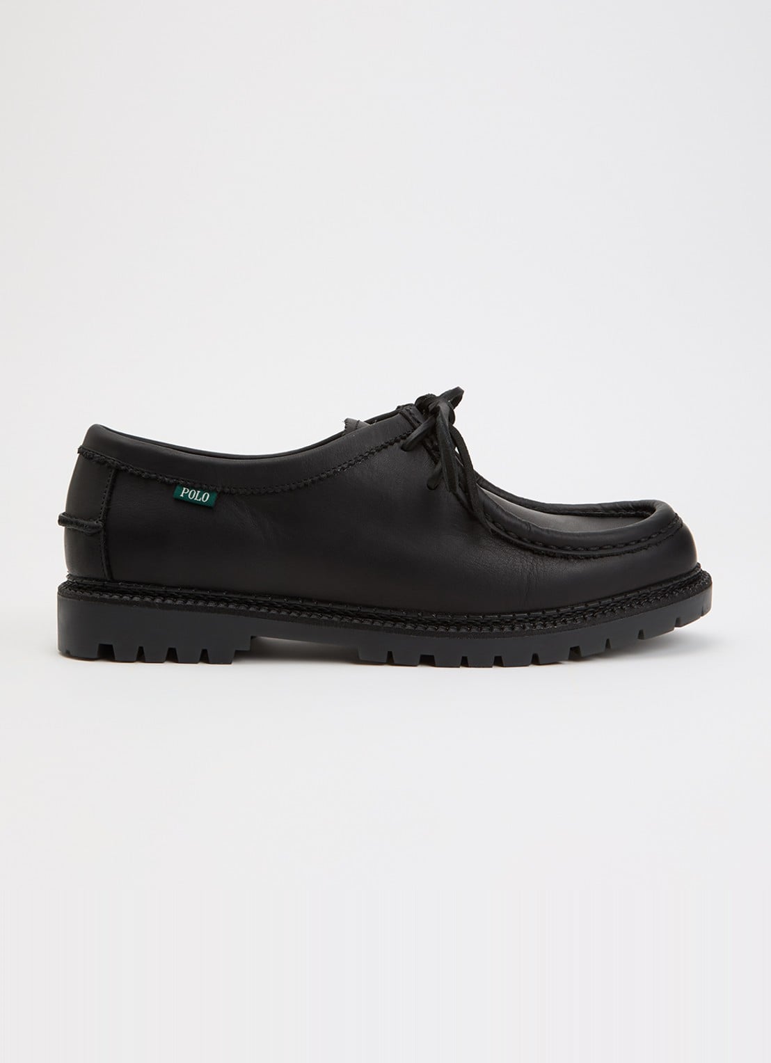 Ralph Lauren Jett Apron veterschoen van leer - voorkant 5 zwart