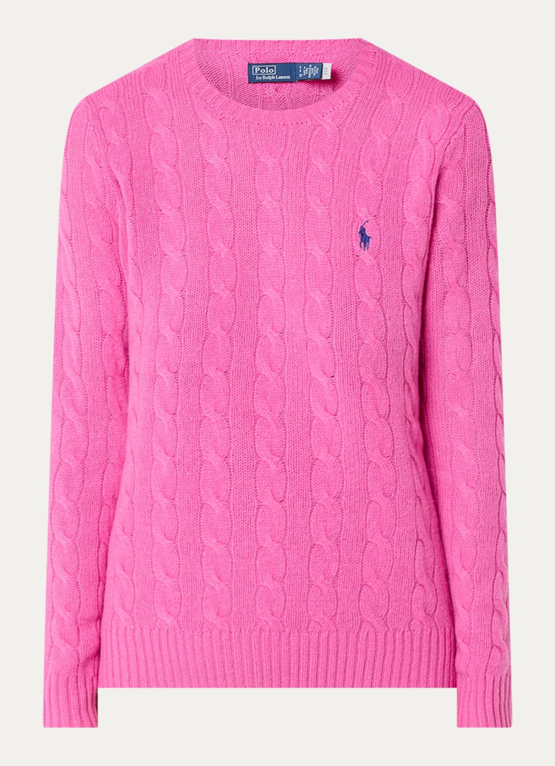 Ralph Lauren Julianna kabelgebreide pullover in kasjmieblend met logoborduring - voorkant 3 roze