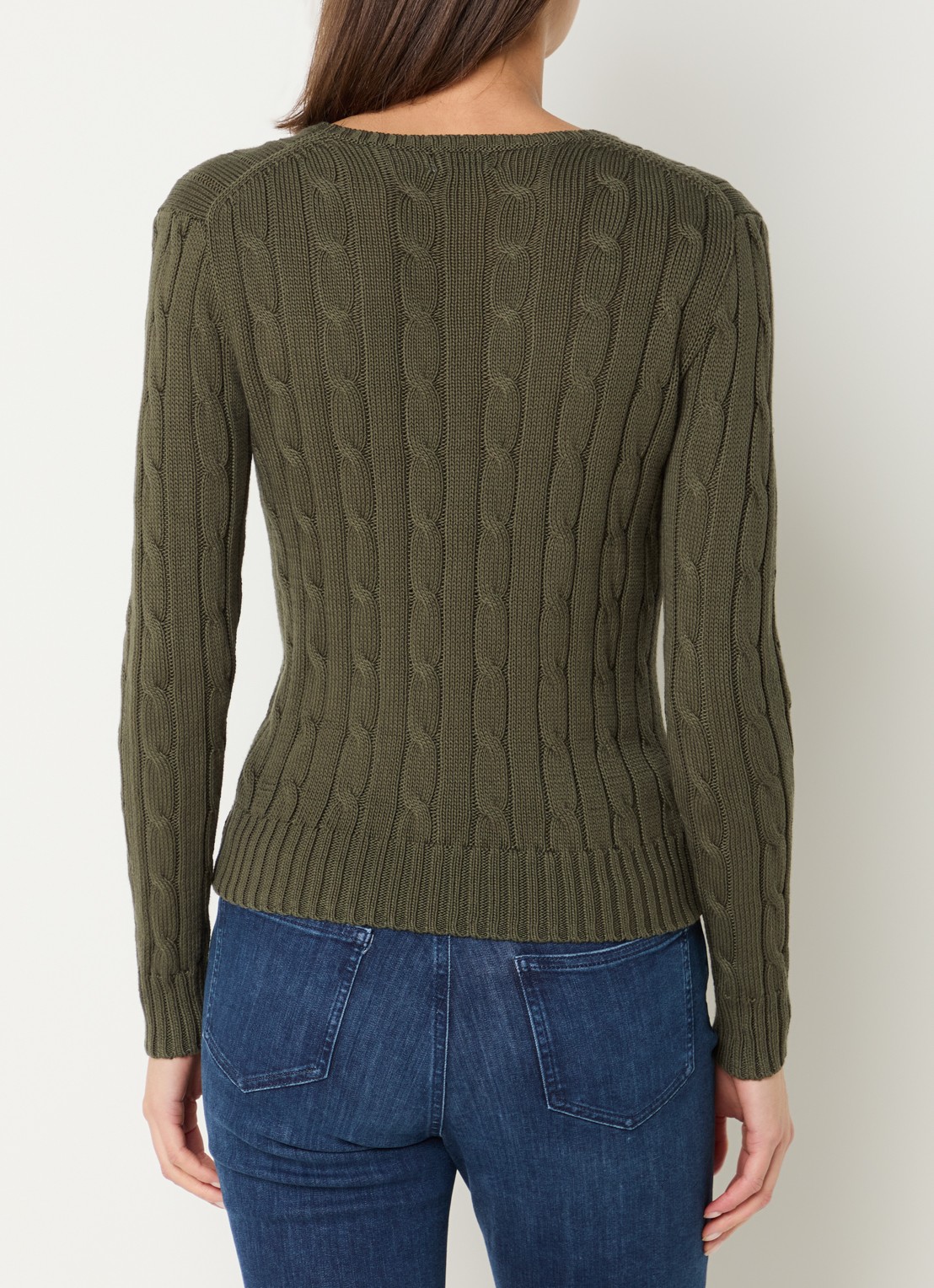 Ralph Lauren Julianna kabelgebreide pullover met logo - achterkant 3 legergroen