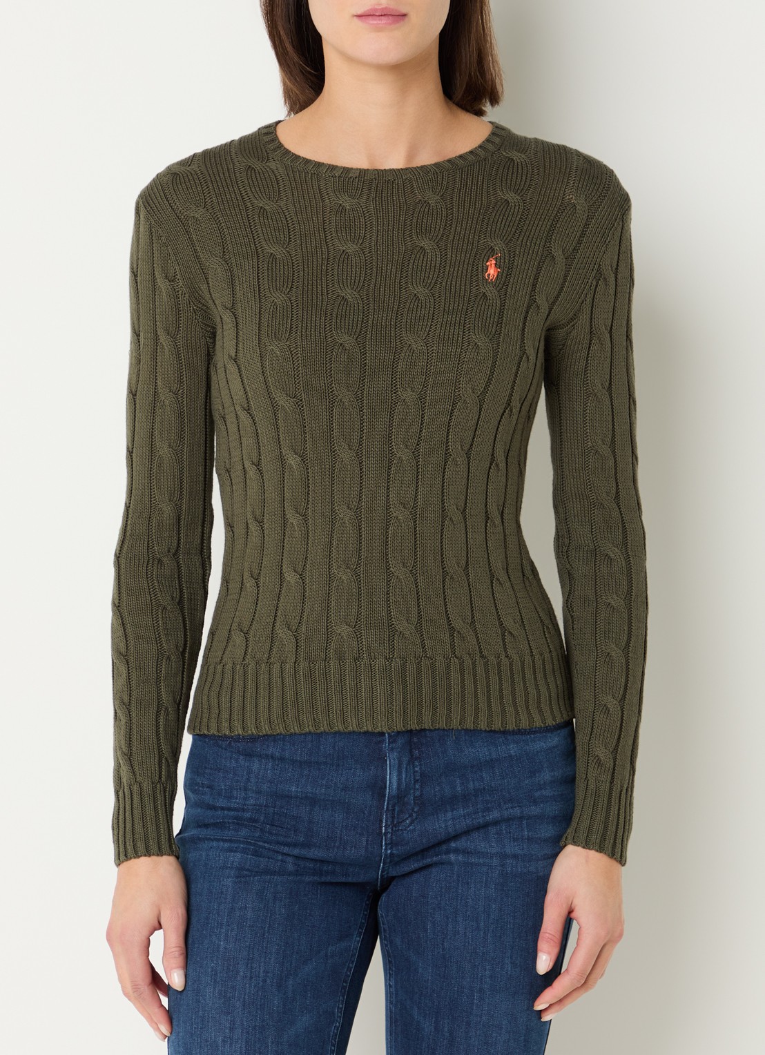 Ralph Lauren Julianna kabelgebreide pullover met logo - detail 4 legergroen