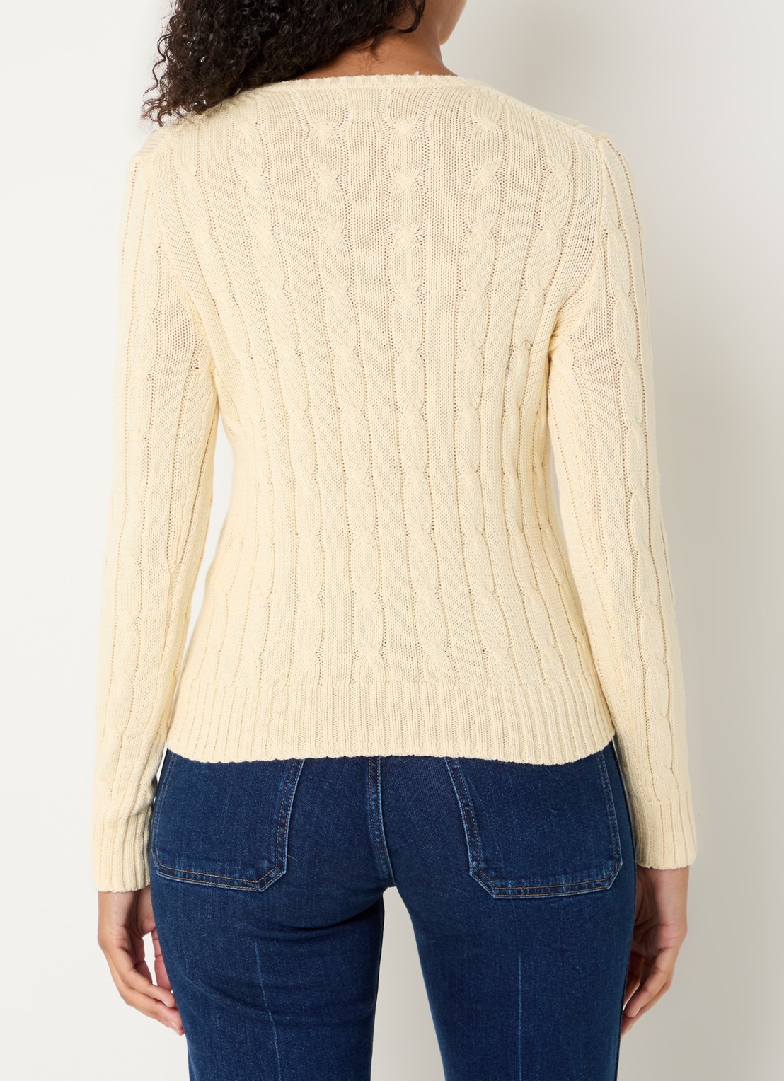 Ralph Lauren Julianna kabelgebreide pullover met logoborduring - achterkant 3 creme