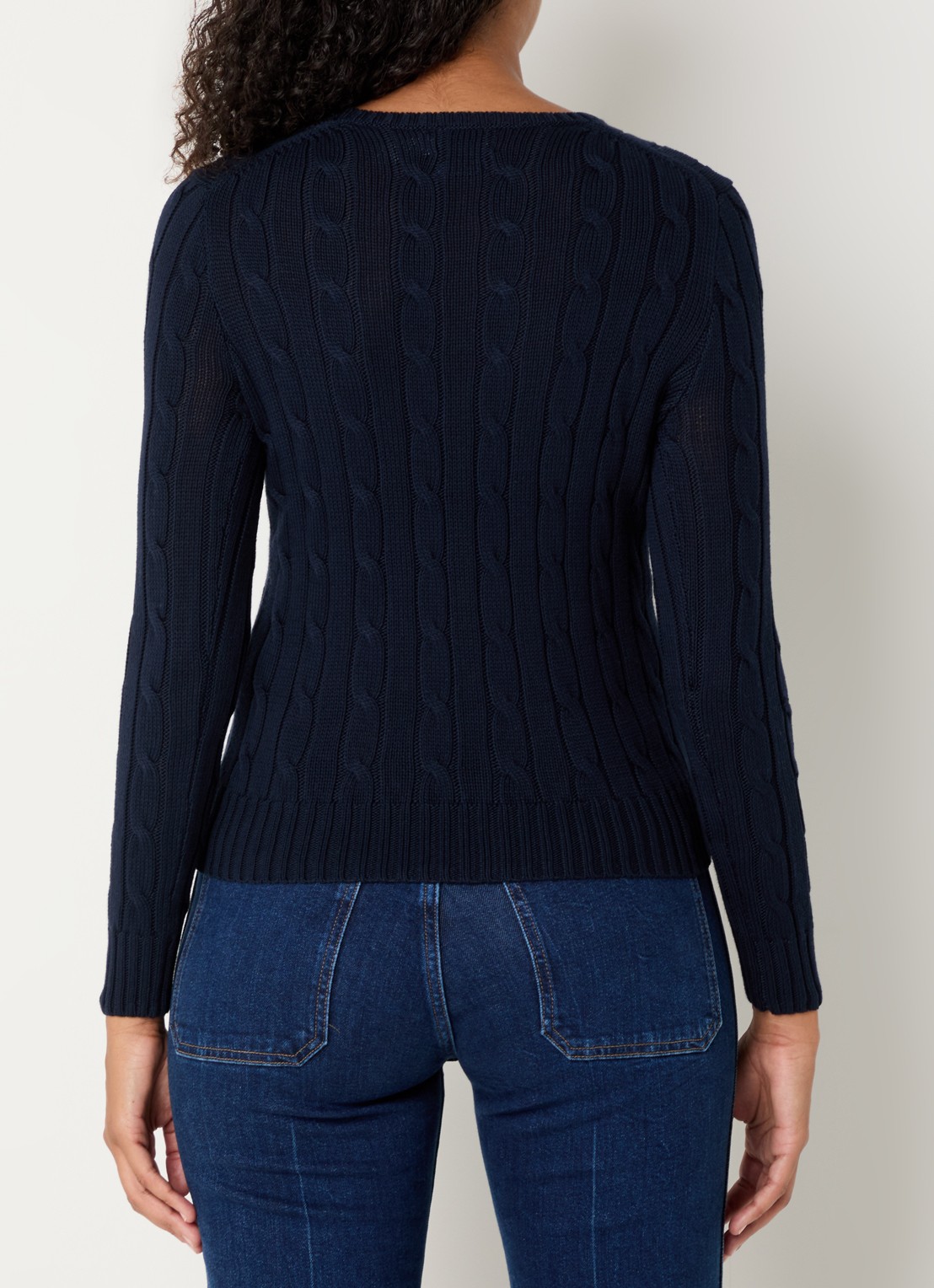 Ralph Lauren Julianna kabelgebreide pullover met logoborduring - achterkant 2 donkerblauw