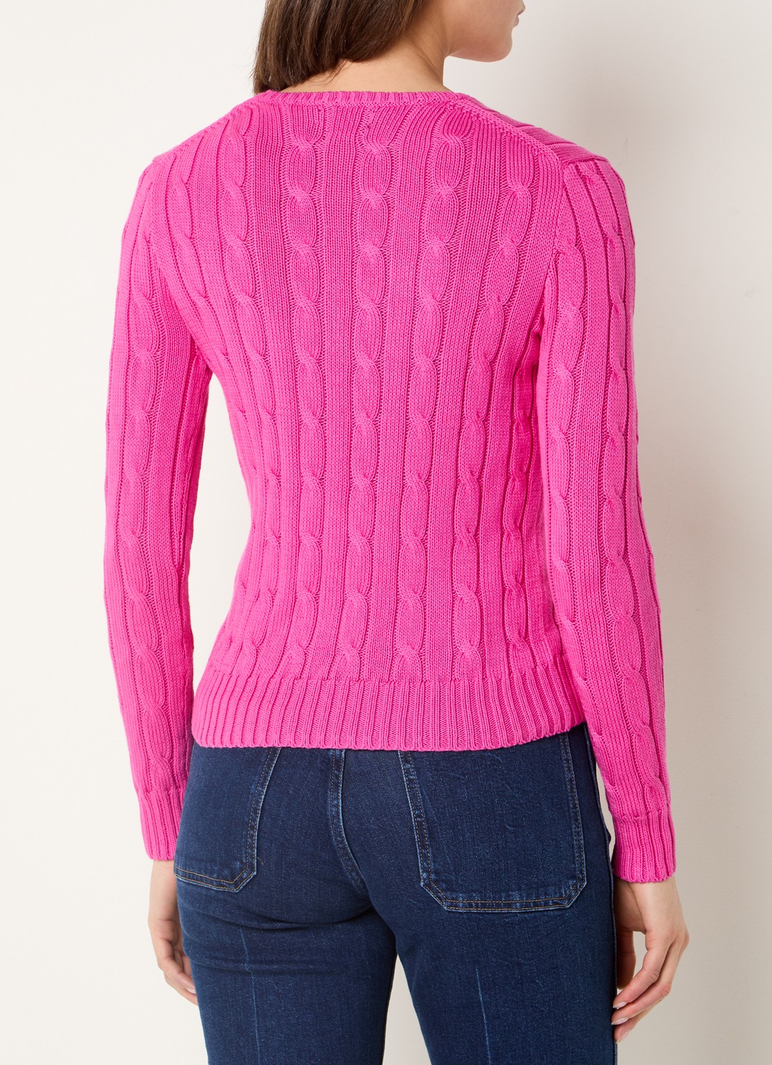 Ralph Lauren Julianna kabelgebreide pullover met logoborduring - achterkant 4 fuchsia