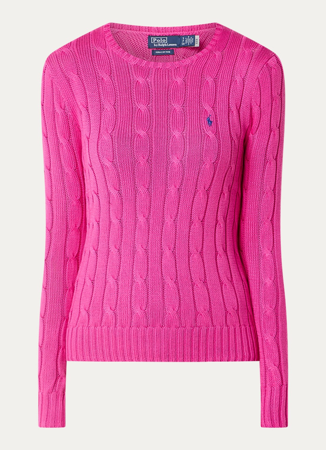 Ralph Lauren Julianna kabelgebreide pullover met logoborduring - voorkant 2 fuchsia
