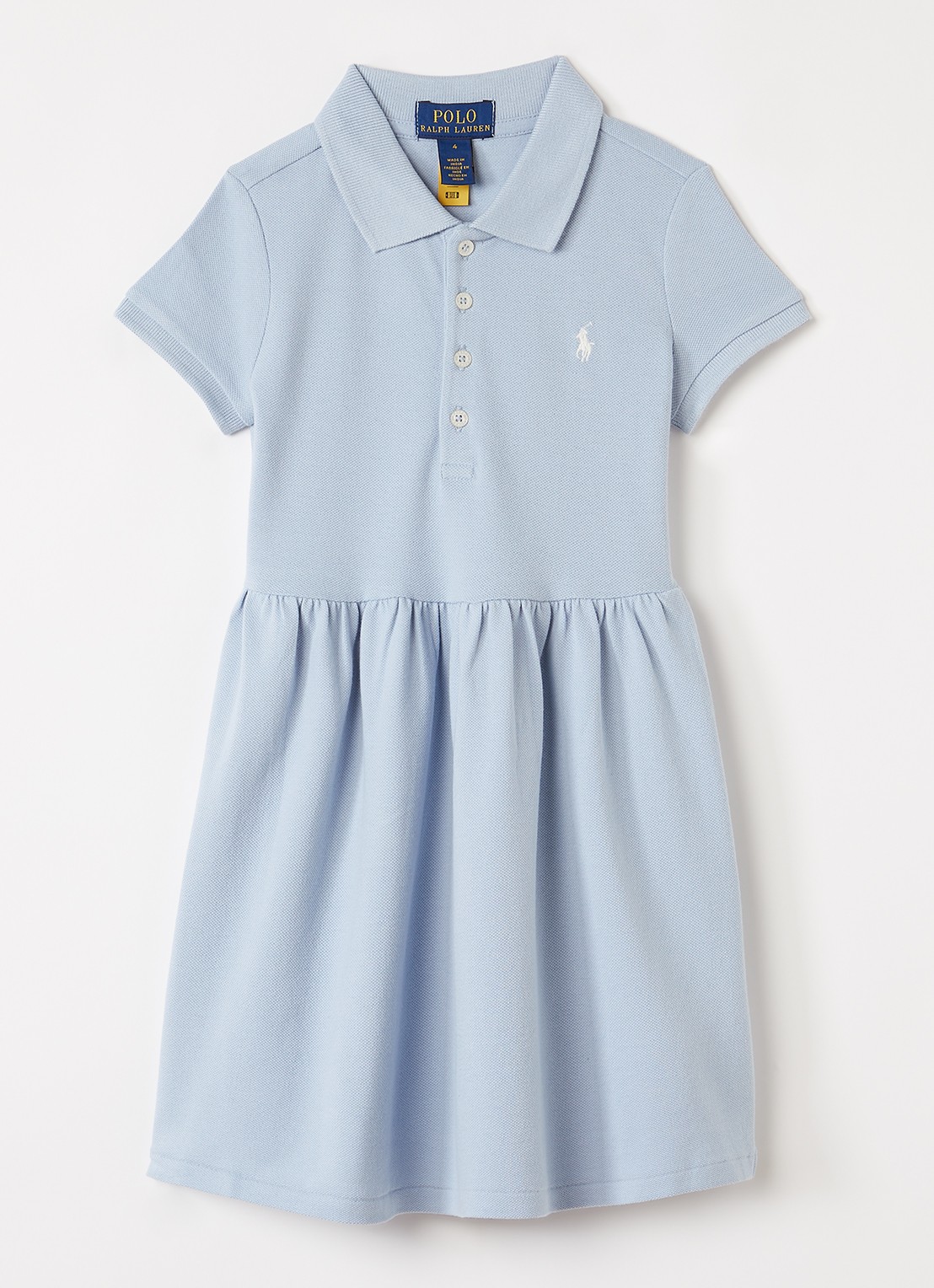 Ralph Lauren Jurk met logoborduring - voorkant 2 lichtblauw