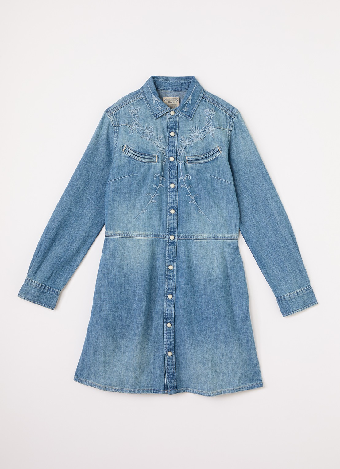 Ralph Lauren Jurk van denim - voorkant blauw