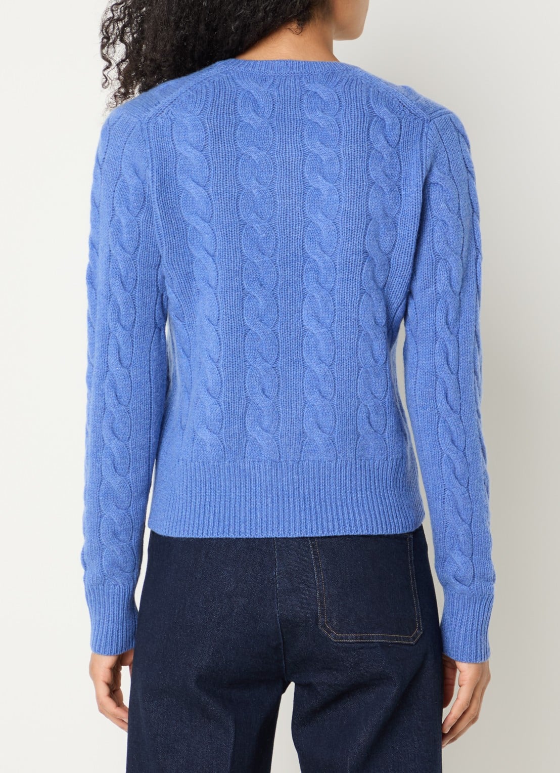 Ralph Lauren Kabelgebreid vest in kasjmierblend met logoborduring - achterkant 4 blauw