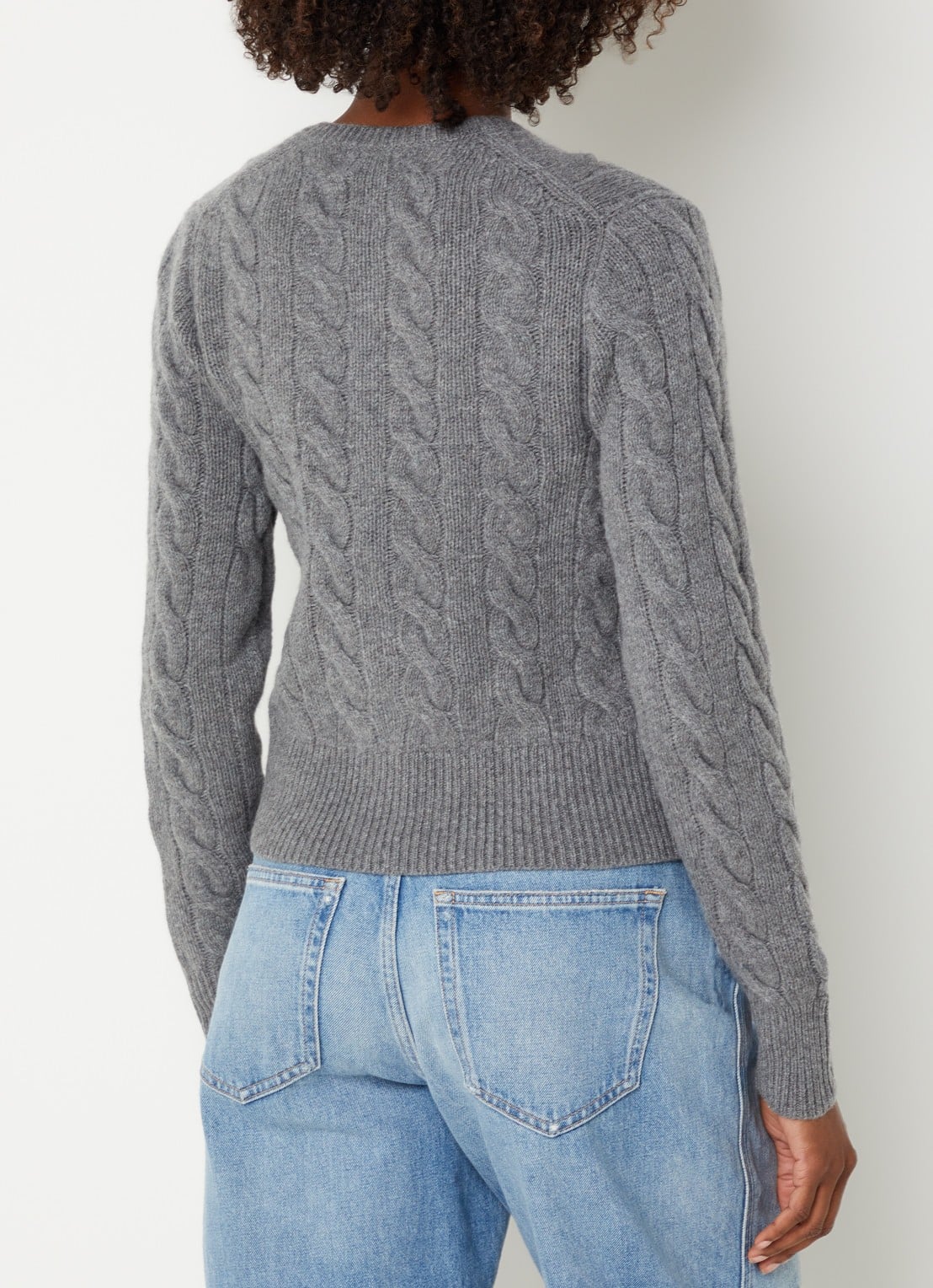 Ralph Lauren Kabelgebreid vest in kasjmierblend met logoborduring - achterkant grijs
