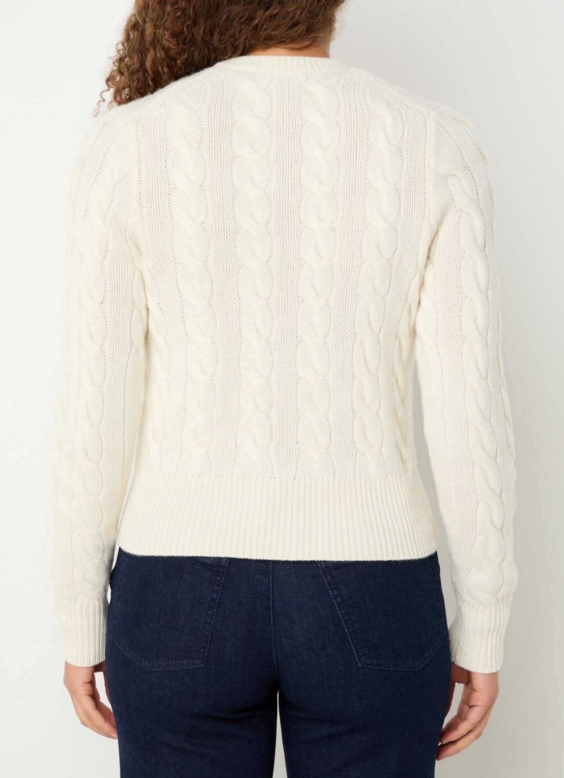 Ralph Lauren Kabelgebreid vest in kasjmierblend - achterkant 3 creme