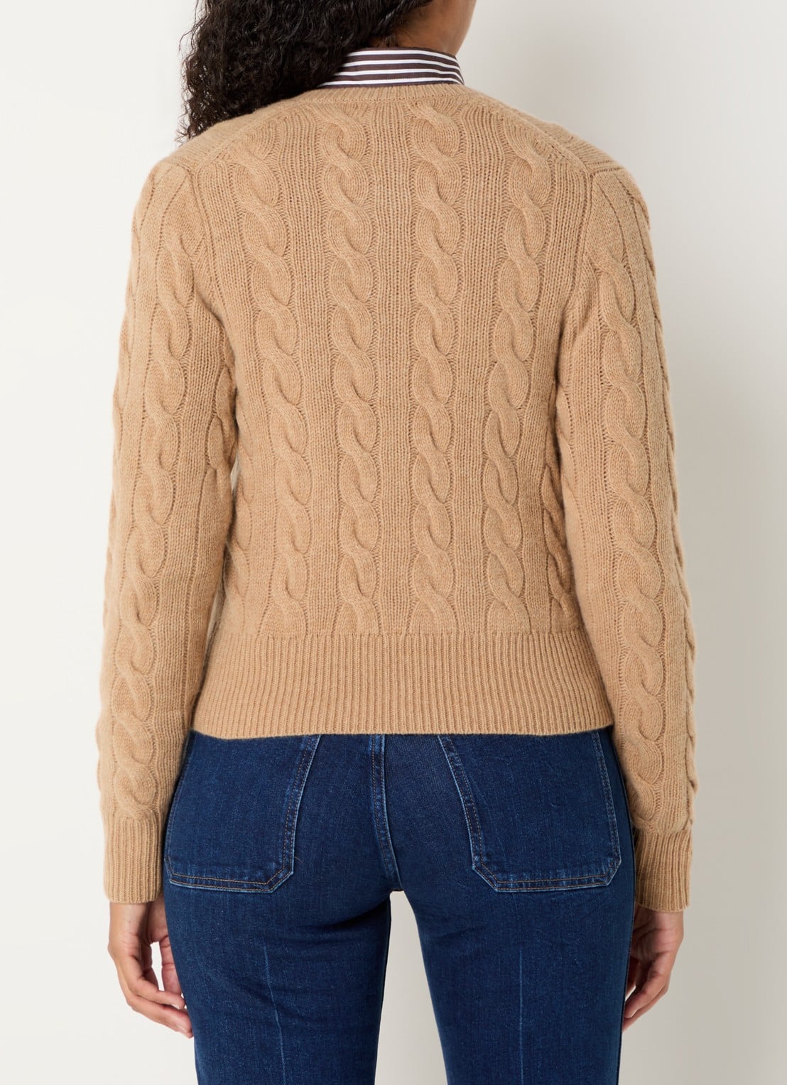 Ralph Lauren Kabelgebreid vest in kasjmierblend - achterkant 3 camel