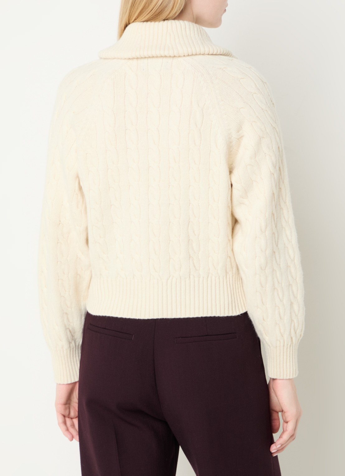 Ralph Lauren Kabelgebreid vest met kraag en logoborduring - achterkant 4 gebroken wit