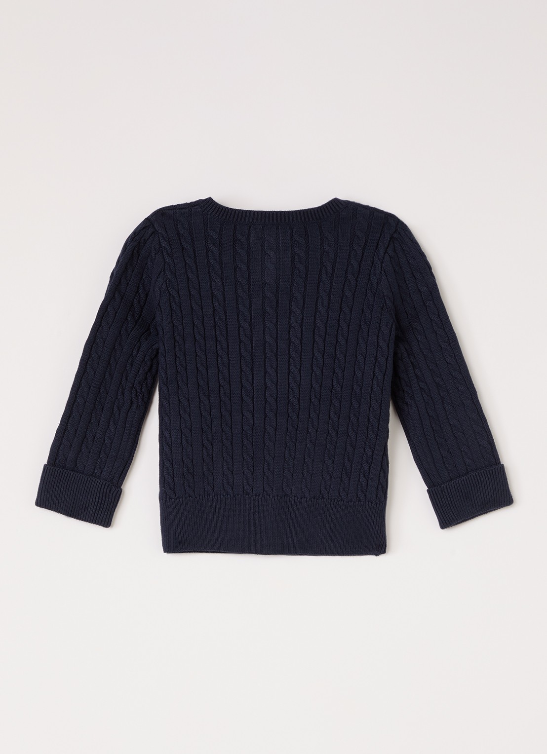 Ralph Lauren Kabelgebreid vest met logo - achterkant donkerblauw