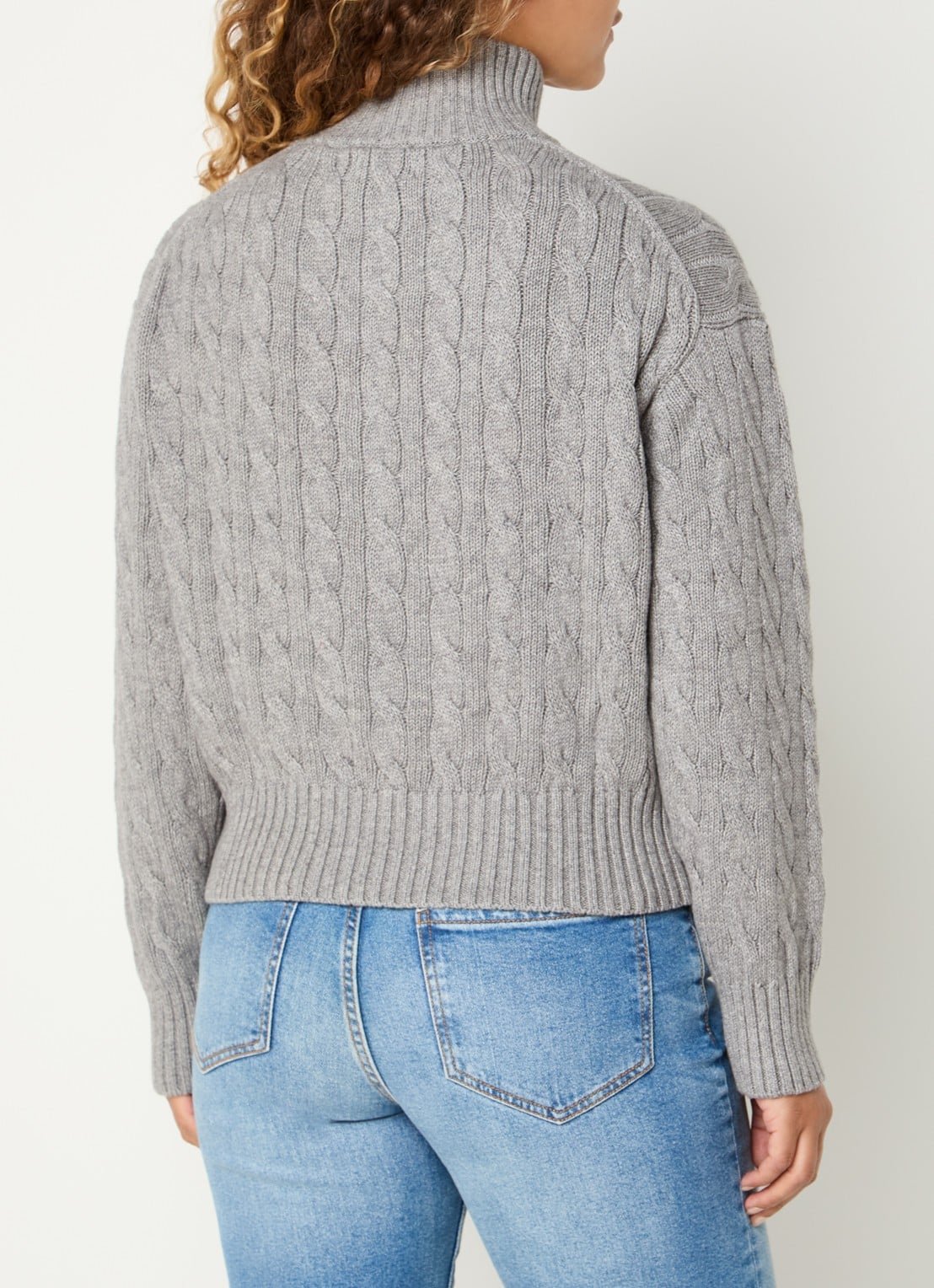 Ralph Lauren Kabelgebreid vest met logoborduring - achterkant 3 grijs