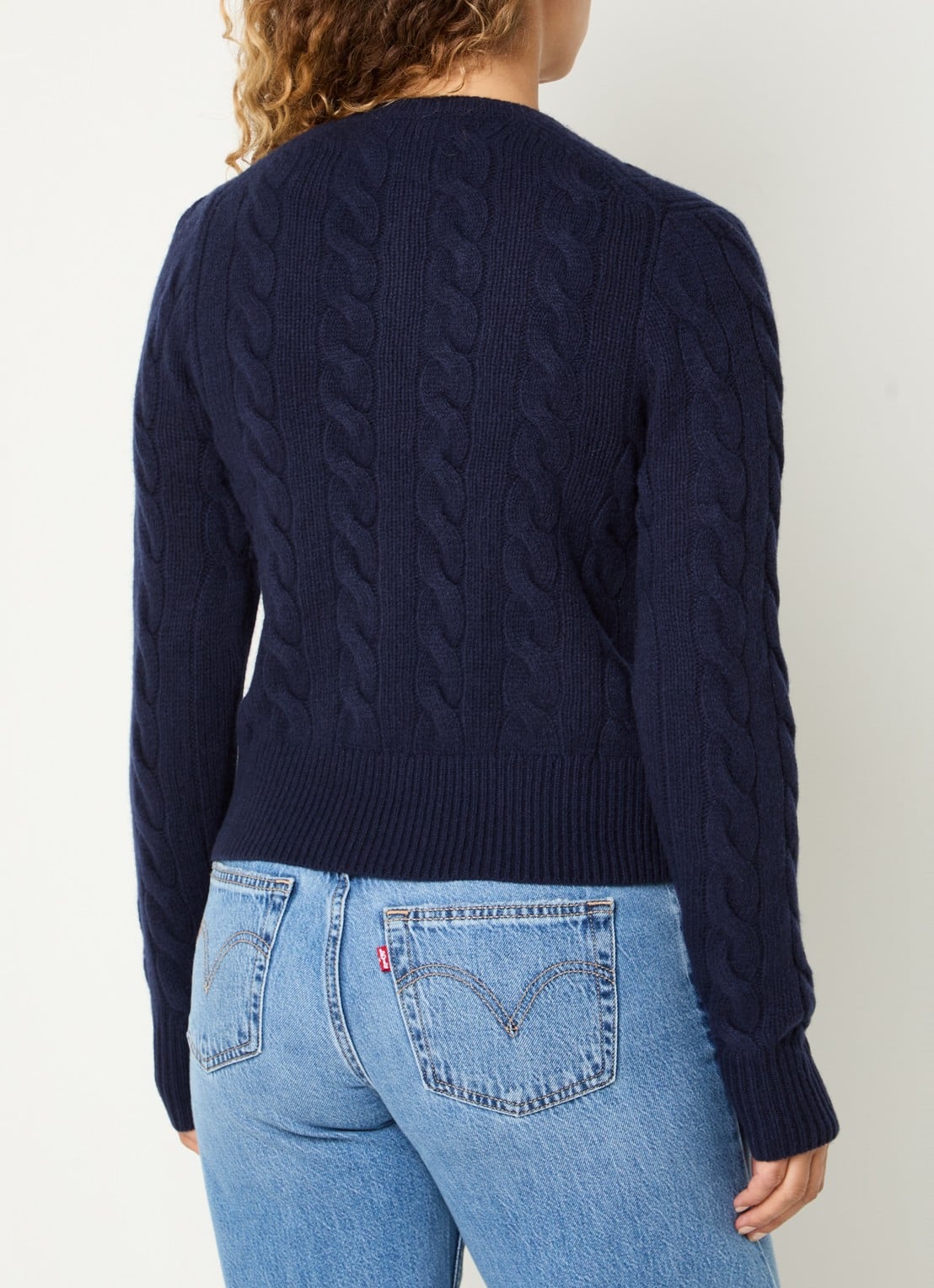 Ralph Lauren Kabelgebreid vest met logoborduring - achterkant 4 donkerblauw